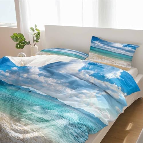 Alandar Home 3 Piece Ocean Beach Duvet Cover Set