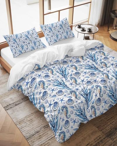 Blue Ocean Duvet Cover Set Full Size 3 Piece