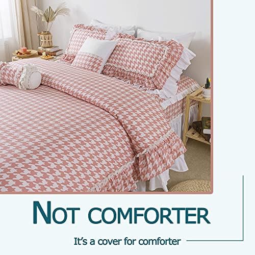FADFAY Pink Swallow Grid Duvet Cover Set 4Pcs Cal King