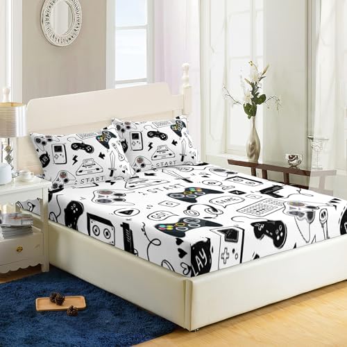 AILONEN Gaming Fitted Sheet Set for Boys Twin XL 3Pcs