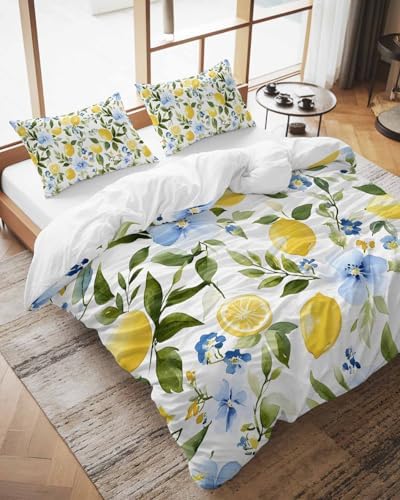 ZOE GARDEN Eucalyptus Lemon Queen Duvet Cover Set 1