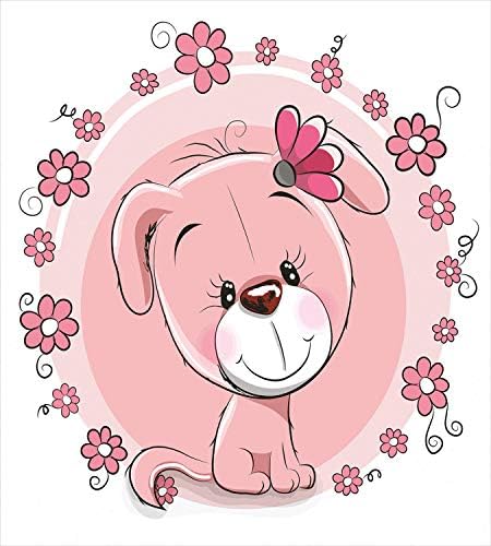 Ambesonne Dog Duvet Cover Set Pink White