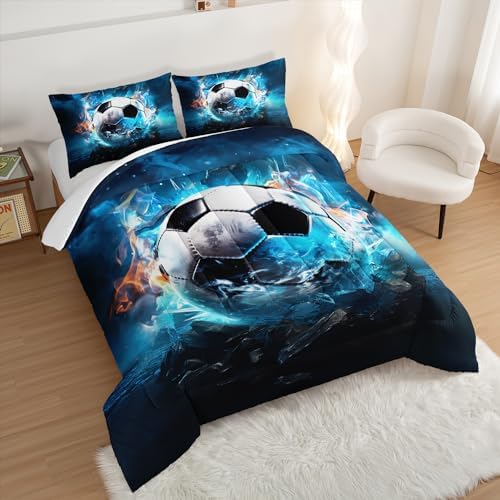 UEVBF Soccer Comforter Set with Football Print