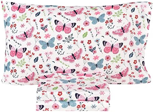 Scientific Sleep Butterfly Pink Flower 100 Cotton Bed Sheet Set Kids