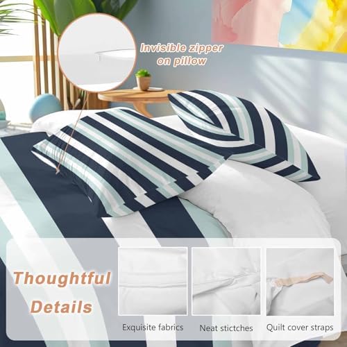 Sabolny Navy Blue Turquoise Duvet Cover Set 3 Piece