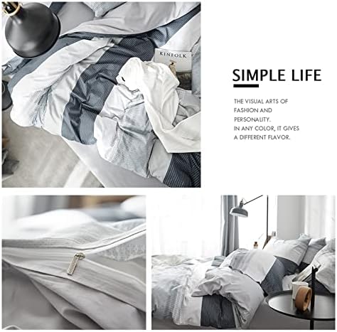 HighBuy Striped Duvet Cover Set 3 Pieces Full Cotton