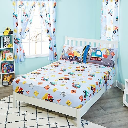 EVERYDAY KIDS Construction Twin Bed Sheet Set for Kids