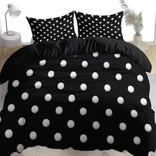 White Polka Dots Duvet Cover Set for Kids and Adults