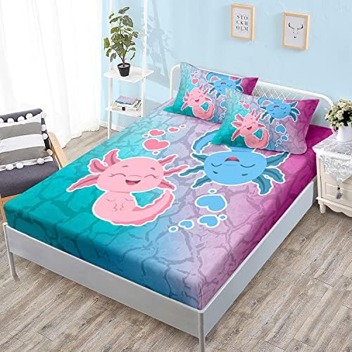 HOSIMA Axolotl Pattern Twin Fitted Sheet Set