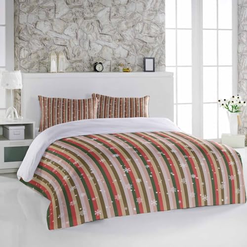 3 Piece Bedding Set with Christmas Retro Stripes