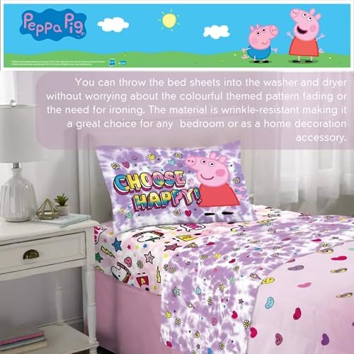 Franco Peppa Pig Pink Heart Kids Microfiber Sheet Set Twin