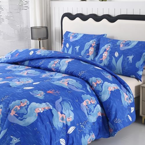 MAG Mermaid Comforter Set Twin Size Blue Kids Bedding 1