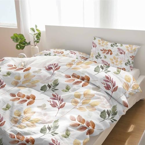 Alandar Home Autumn Eucalyptus Leaf Duvet Cover Set 3 Piece