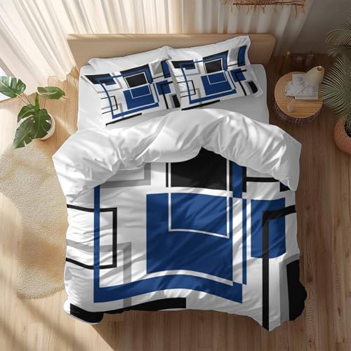 Sabolny Blue Queen Duvet Cover Set with Throw Pillowcases