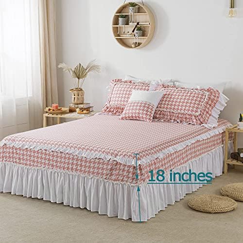 FADFAY Pink Swallow Grid Duvet Cover Set 4Pcs Cal King