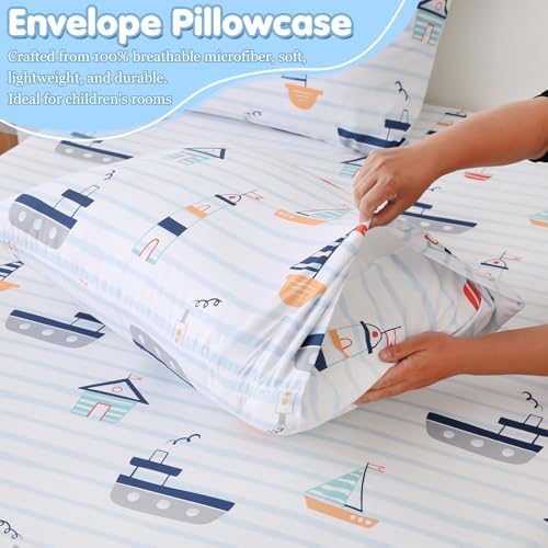 CIMVI Kids Twin Sheet Set with Boat Design