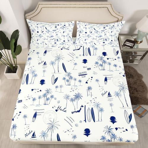 Homewish Coastal Beach Twin Sheet Set with Pillowcase