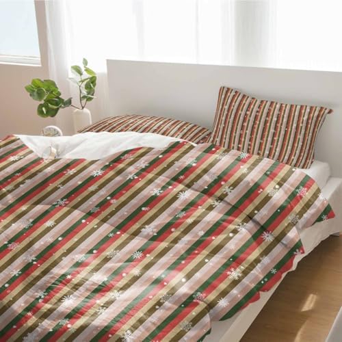 3 Piece Bedding Set with Christmas Retro Stripes