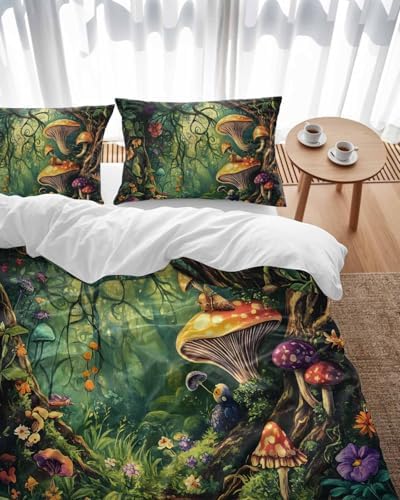 ZOE GARDEN Mushroom Forest Duvet Cover Set Queen Size