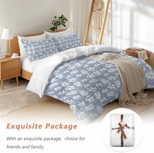 Sabolny Leaf Blue Bedding Queen Set