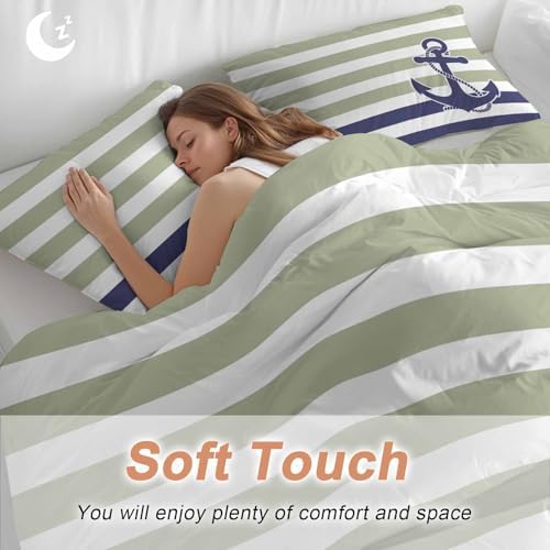 Sabolny Striped Anchor Bedding Duvet Cover Set