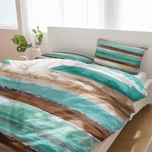 Alandar Home Retro Wood Grain Duvet Cover Set