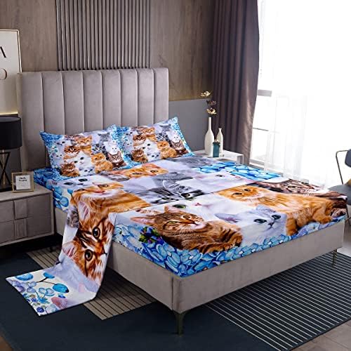 Feelyou Kids Cat Bedding Sheet Set 3Pcs Twin