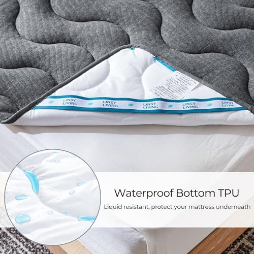LINSY LIVING Twin Mattress Pad Waterproof Protector 74x38