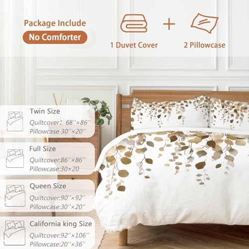 Sabolny Eucalyptus Queen Duvet Cover Set 3 Piece