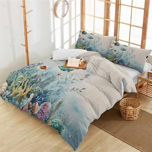3 Piece Bedding Set with Cartoon Fish Design