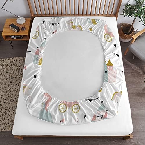 MUSOLEI Princess Fitted Sheet Set - Twin Size Cute Girl Bedding
