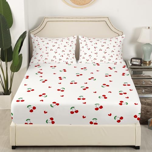 Feelyou Kids Red Cherry Fitted Sheet Set