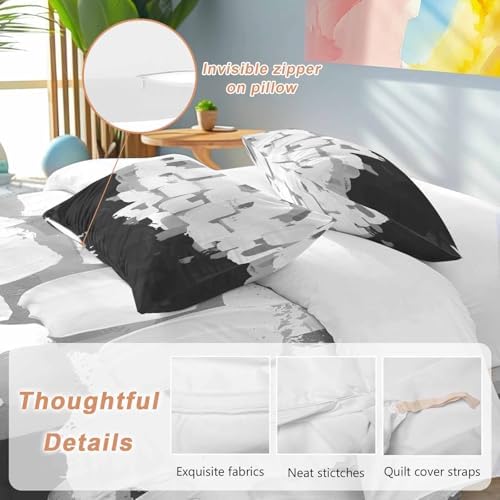 Sabolny Black White Queen Duvet Cover Set 3 Piece