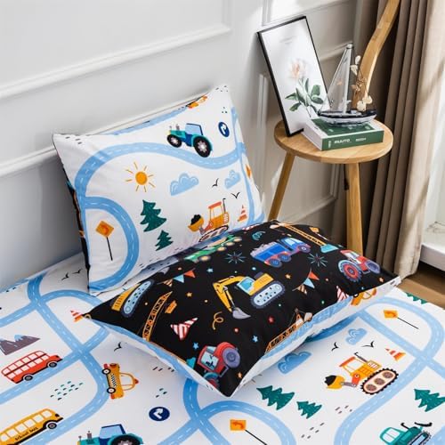 Holawakaka Boys Cartoon Construction Truck Bed In A Bag Set