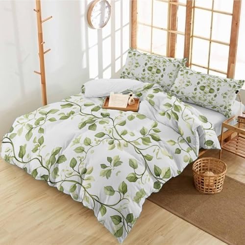 3 Piece Bedding Set - Spring Farm Gradient Botanical Duvet Cover Pillow Shams