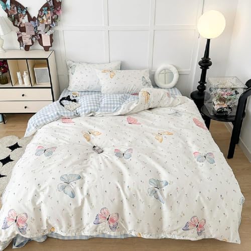 Nayoroom Butterfly Duvet Cover Set Queen Size 3 Pcs