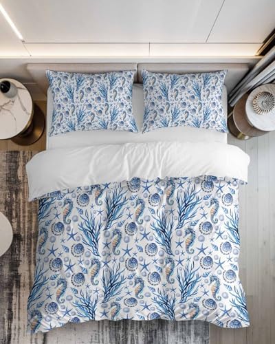 Blue Ocean Duvet Cover Set Full Size 3 Piece