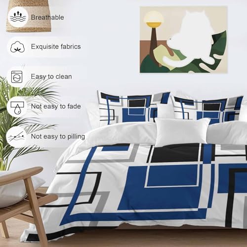 Sabolny Blue Queen Duvet Cover Set with Throw Pillowcases