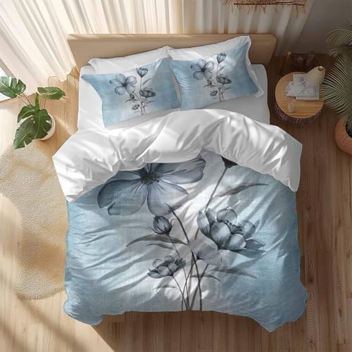 Sabolny Blue Flower Duvet Cover Set 3 Piece 1