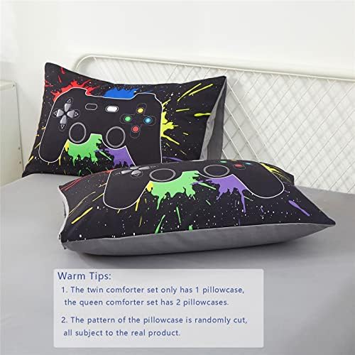 KAKKI 4 Piece Boys Twin Gamer Comforter Set