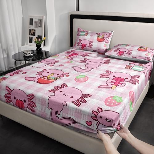 HOSIMA Axolotl Print Fitted Sheet Twin Set