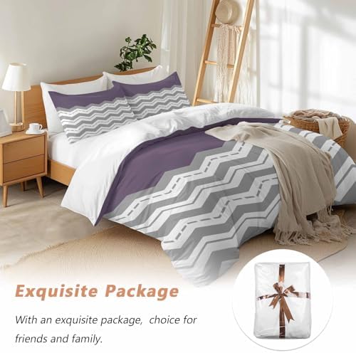 Grey Chevron Bedding Duvet Cover Set 3 Piece