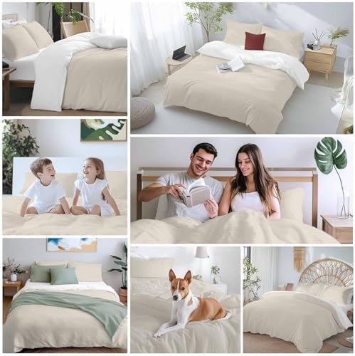Sabolny Ivory White Queen Duvet Cover Set 3 Piece