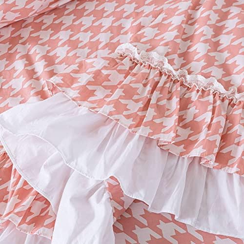 FADFAY Pink Swallow Grid Duvet Cover Set 4Pcs Cal King