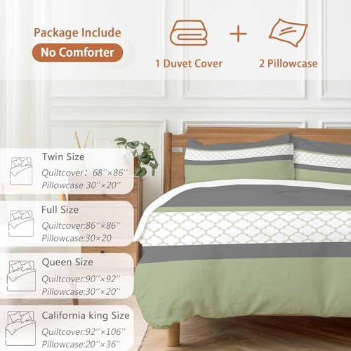 Sage Green Morocco Duvet Cover Set 3 Piece