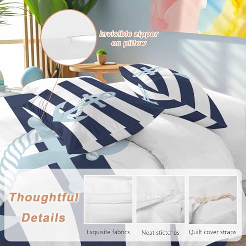 Sabolny Auqa Anchor 3-Piece Duvet Cover Set