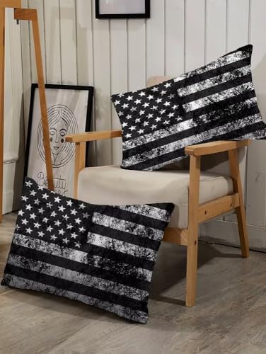 Kxry Black and White USA Flag Fitted Sheet Set for Boys