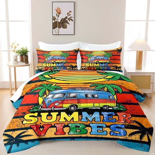 Tropical Beach Comforter Set 3Pcs Queen Size for Teens