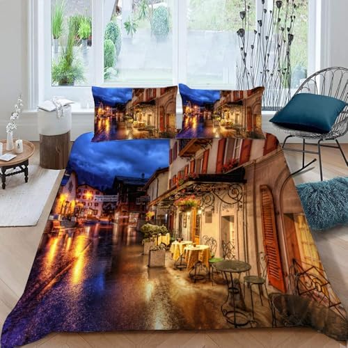 City Streets Duvet Cover Set 3 Piece Kids Bedding with Zipper