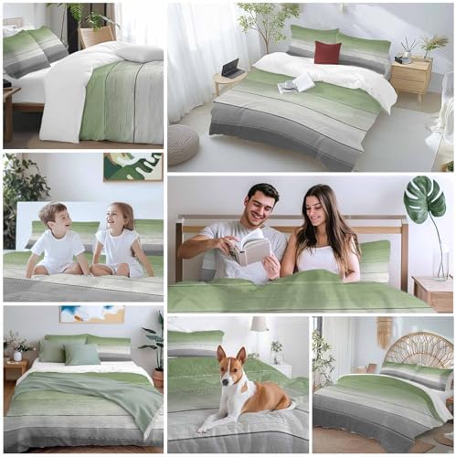 Sabolny Sage Green Duvet Cover Set with Throw Pillowcases